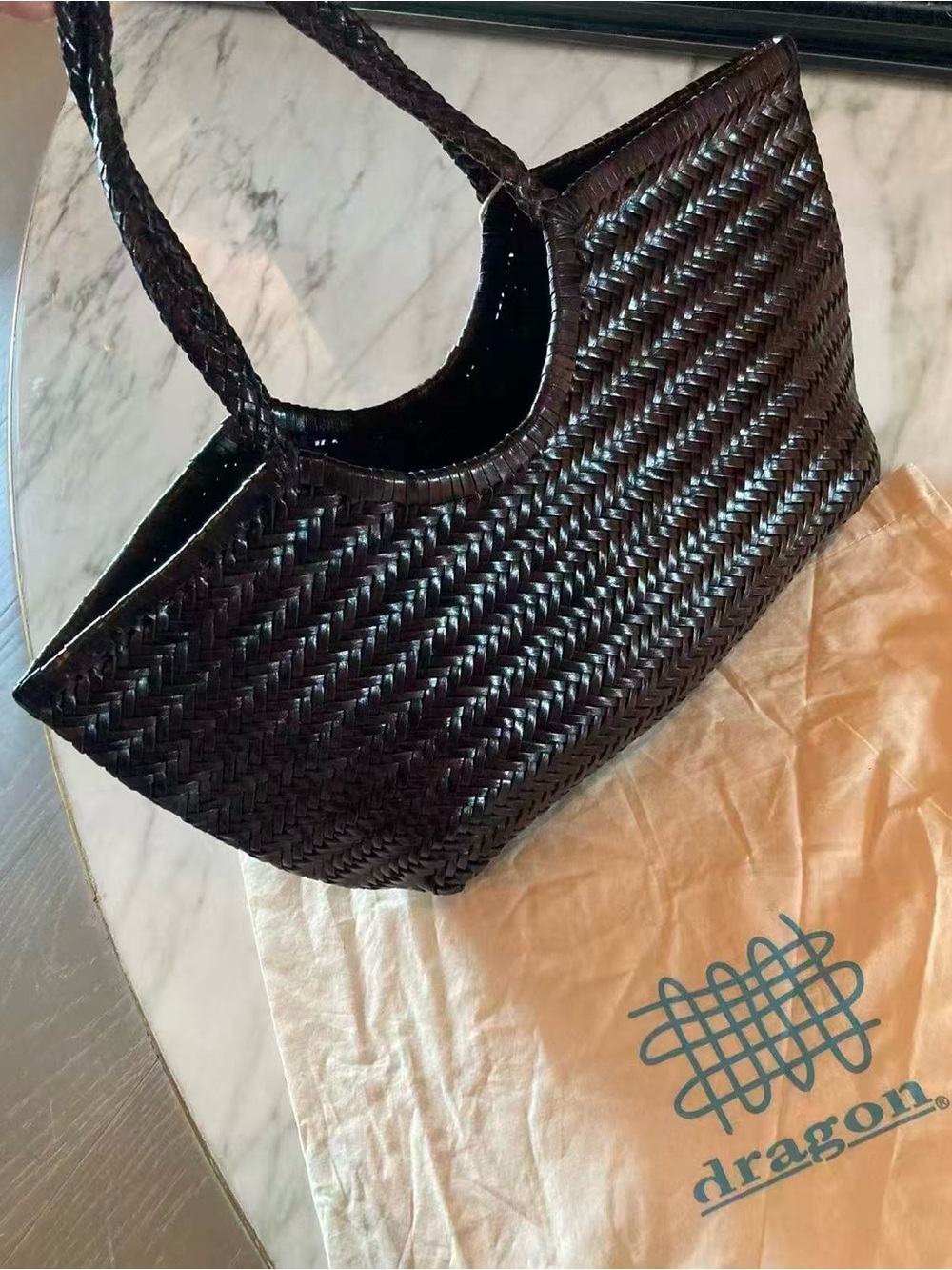 DRAGON DIFFUSIONNantucket large leather tote Bag in Dark Brown - Picture 4 of 12